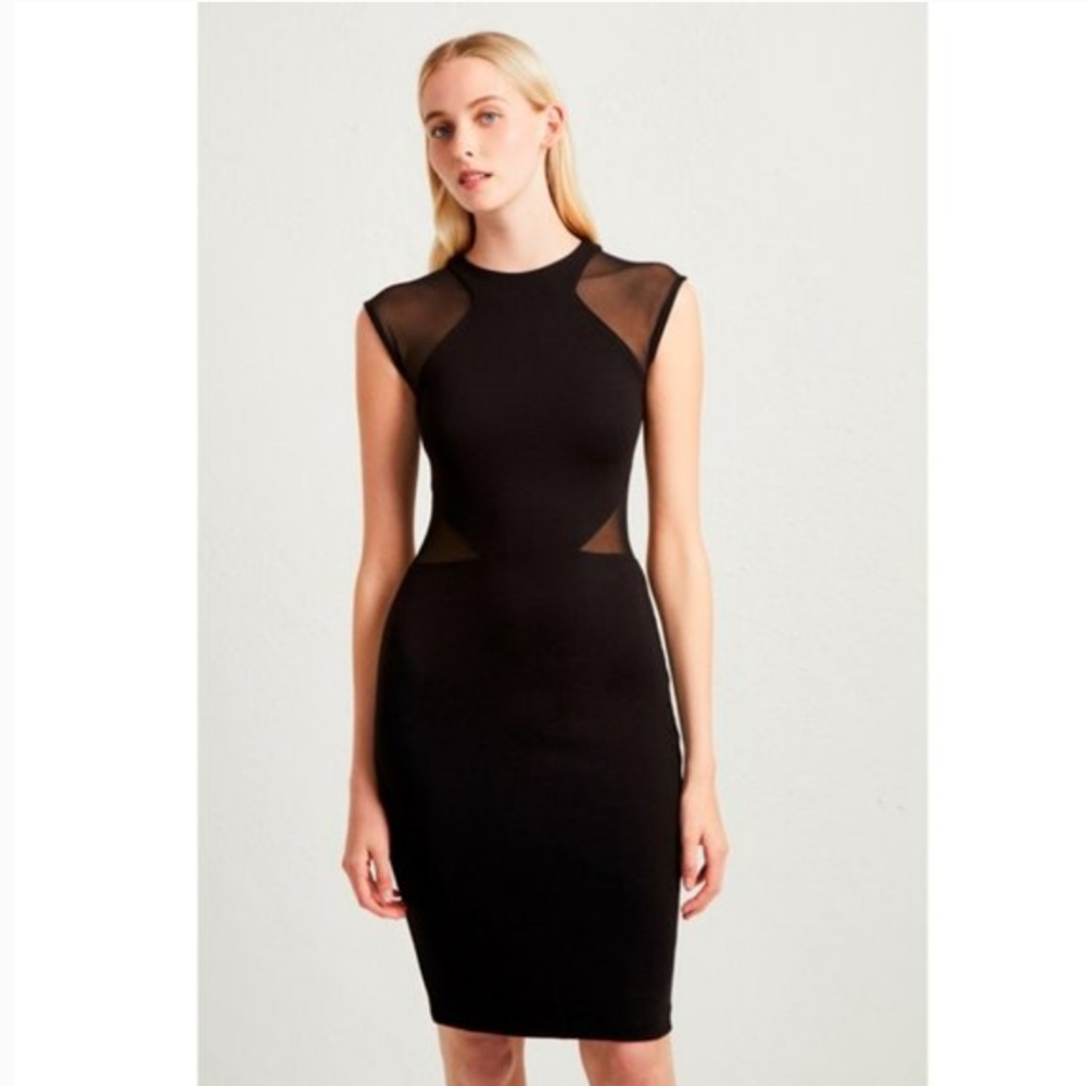 French Connection Viven Mesh Paneled Sheath Dress